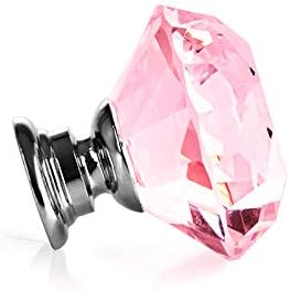 25 pcs Crystal Pink Glass Drawer Pulls 30 mm Decorative Knobs for Kitchen Bathroom Cabinet, Dresser and Cupboard by DeElf