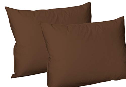 Set of 4 poly Cotton pillowcases-Housewife Plain Dyed Polycotton pillowcases-Easy Iron Poly Cotton Standard Pillow Covers-Standard Size 50 x 75 Cm Envelope Closure Soft Pillowcases (Brown)