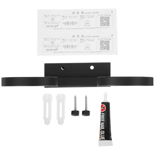 Amosfun Estante para Copas de Vino de Montaje en Pared sin Perforaciones, Aluminio Negro, 2 Copas, Colgador Invertido para Cocina, Bar y Hogar, Organizador Resistente y Funcional