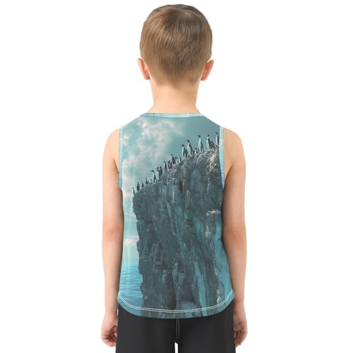 Boys Tank Top Shirts Penguin Ocean Landscapes Sleeveless T-Shirts Crew Neck for Kids Clothing Children3
