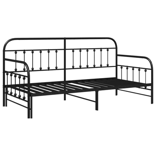 vidaXL Vintage Schwarzes Metallbettgestell Mit Trundle Ideal Zum Schlafen 90 X 200 cm Stabiles Design Platzsparende Lösung Für Erwachsene...