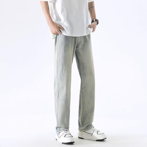Men's Jeans Vintage Spring Denim Elastic Waist Loose Casual Pants3