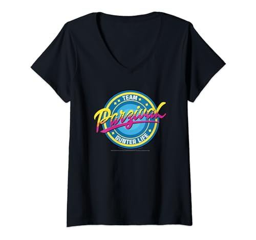 Image of Womens Ready Player One Team Parzival Logo V-Neck T-Shirt