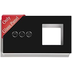 Cristales Con Persianas BSEED Panel de marco de vidrio con marco para WiFi Interruptor Persiana y enchufe,cristal panel de vidrio para WiFi Interruptor Persiana y toma de Negro 157 mm