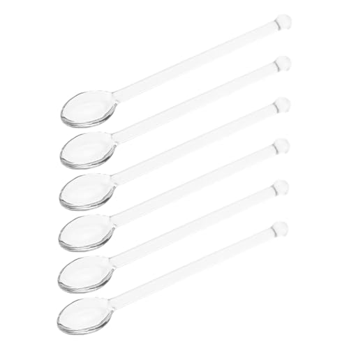 PEPLAYTAL 6 piezas Cucharas de Vidrio Transparentes para Cucharillas Pequeñas para Café Té Postres y Cócteles Resistentes y Versátiles para Hogar y Fiestas