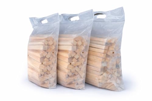 Anzündholz Kamin & Grill, 7,5 kg (3x2,5 kg), Kammergetrocknet, Kiefer & Fichte, Praktische Beutel mit Griff & Lüftung, für Kamin, Ofen, Grill & Feuerschale
