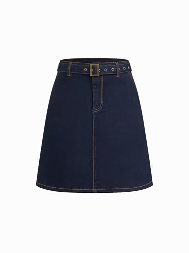 Vinova Denim A-Line Skirt with Belt Womens Casual Fashion Skirt2
