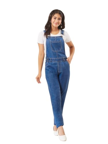 MIZUKI Regular Fit Mid Rise Regular Length Denim Dungaree (MZSS18DEN04-07-115-16y, Blue, 16yr-17yr)