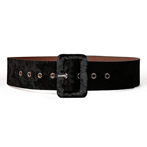 Vintage Velvet Leopard Belt For Women 2Inch Wide Faux Leather Waist Band Corset Apparel Accessories Belts (Black, Waist: 26