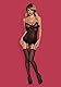 Obsessive traumhaftes Dessous-Set aus edlem Korsett-Body mit Strumpfhaltern und String in toller Geschenkbox, Schwarz/Burgunderrot, S/M