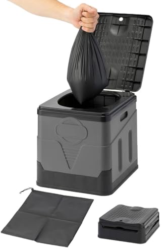 【災害・停電・断水時・非常時の味方】clasimple 簡易トイレ 携帯トイレ 防災グッズ 災害用トイレ ポータブルトイレ 緊急トイレ 車中泊グッズ 耐荷重100kg 非常用トイレセット (グレー)