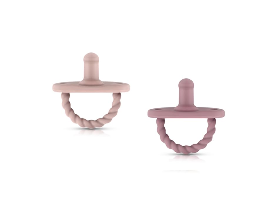 Sweetie Chupete de silicona para bebé, chupete de silicona suave, certificado sin BPA, juego de 2 (rosa claro, morado oscuro)