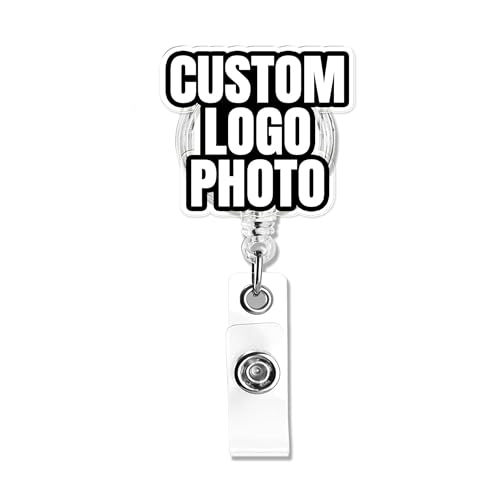 Custom ID Badge Holder Reel with Pet Photo Face Cutout, Personalized Retractable Acrylic Name Badge Holder with Belt/Swivel Alligator Clip for Nurse Doctor Medical Office Social Worker Teacher Student