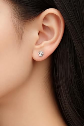 Image of 925 Sterling Silver Paw Print Stud Earrings (Choose Your Style) (Nickel Free)