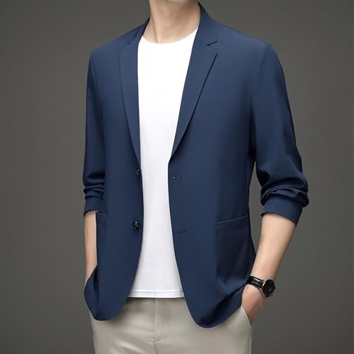 Men's Lightweight Fashion Sport Coat Summer Casual Lapel Blazer Two Button Solid Color Sunscreen Coat4