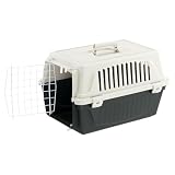 Ferplast Trasportino Gatto, Trasportino Cane Taglia Piccola, Cani e Gatti fino a 5 Kg, Porta in Ferro Plastificato, Fessure di aerazione, 32,5 x 48 x h 29 cm, ATLAS 10 EL Trasportino Rigido, Nero
