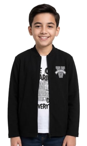 Image of Boys Full Sleeves Solid Jacket and T-Shirt