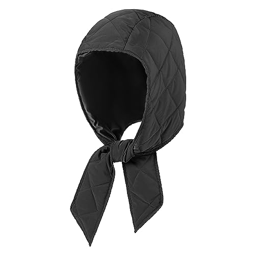 LA HUATE Winter Warm Down Hood Hat Hooded Scarf Hat Waterproof Windproof Skiing Cap Tie Under Chin for Women Girls
