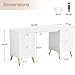 Tribesigns 59-Inch White Executive Computer Desk with 4 File Drawers Storage, Modern Writing Table, Luxury Desk with Gold Legs for Home Office
