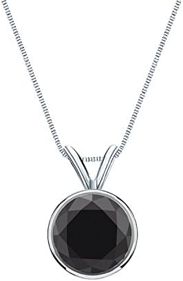 Diamond Wish Platinum Bezel Round-cut Black Diamond Solitaire Pen...