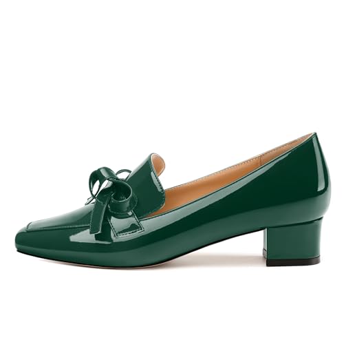 Image of Womens Loafer with Heel, Comfortable Chunky Heels for Women, Loafers Shoes with Bowknot Womens Bunion Dress Shoes