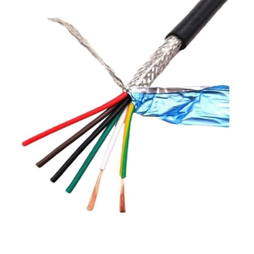 Outdoor Extension 26AWG UL2464 Signal Wire 5 Meters 24AWG Pure Copper Control Cable 22AWG Shielded Wire 2/3/4/5/6/7/8 Core Shielded Cable Solar sheathed(6 Core 26AWG 5Meter)