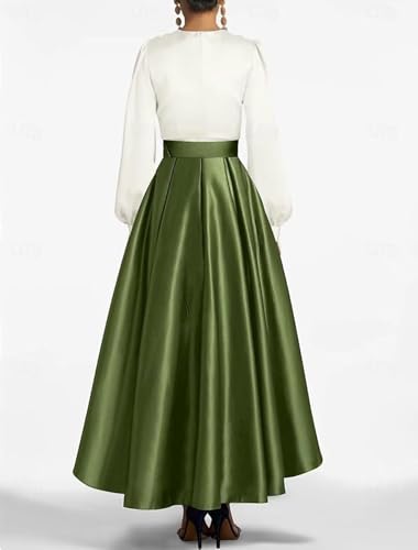 Satin Long Sleeve Prom Dresses for Women Long Formal Evening Gown Elegant A Line Wedding Guest Dress with Pocket2