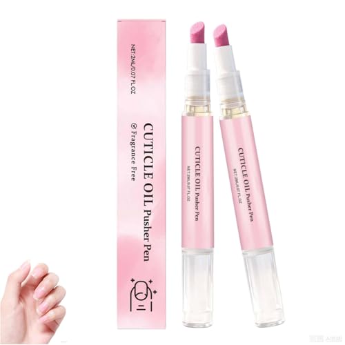 Sassytip 2 En 1 Stylo Repousse-Cuticules à L'huile, Sassytip Repousse Cuticule Remover, Huile Cuticules Ongles, Dissolvant Pour Cuticules Avec Céramique Pointe Hydratant Fortifiant éclaircissant (2PC)
