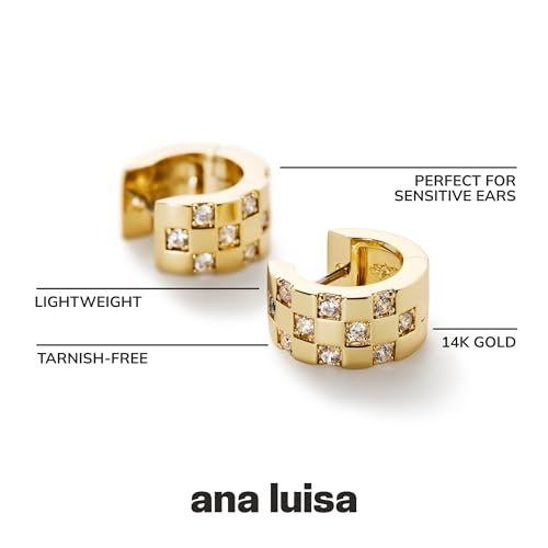 Ana Luisa Eden Huggie Hoop Earrings for Women - Chunky 14K Gold Plated & Silver Rhodium Plated Hoops with Cubic Zirconia -Hypoallergenic, Water-Resistant, Tarnish-Free Dainty Womens Earrings3