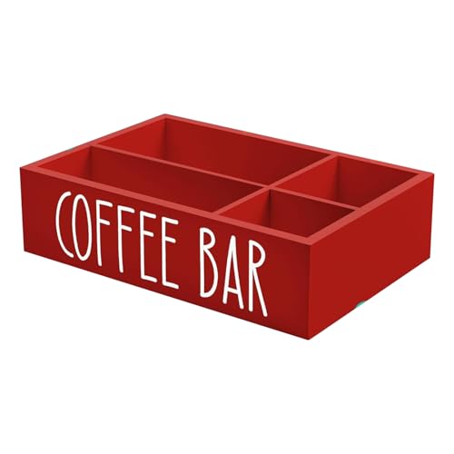 Organizador De Barra De Café - Organizador De Madera Para Té Con Divisores Extraíbles | Doméstico Para Tazas Sirope Palitos Snacks Almacenamiento En Casa