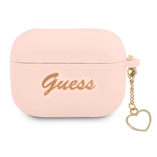 Guess GUAPLSCHSP FEA3SILRE Coque de Protection en Silicone pour AirPods Pro Rose Rouge