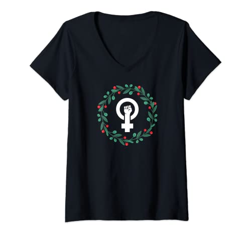 Mujer Feminismo y Feminista Temporada de vacaciones de Navidad Pro Choice Camiseta Cuello V