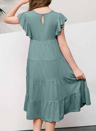 blibean Girls Summer Boho Sun Dress Tween Ruffles Tiered Dresses Size 6-15 Years3
