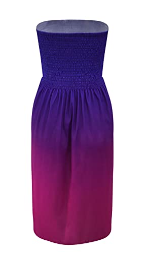 Image of Zyyfly Tube Top Dress Women Summer Beach Coverup Stretch Smocked Strapless Dress