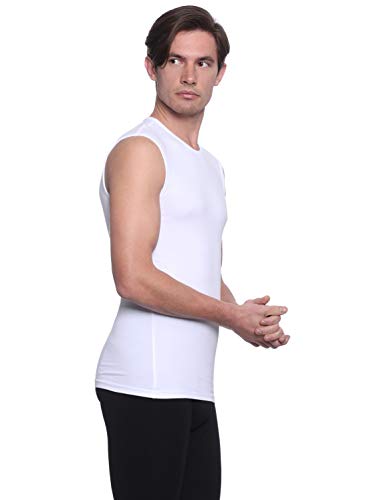 Dice Crew-Neck Solid Muscle Tee Undershirt for Men - White, XXL- Fitted
