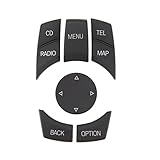 Botões Multimídia Centrais de 6 Peças, Botão de Controle de Toque de Superfície Requintada, Capa Adequada para Série 1 3 5 6 (Preto fosco)