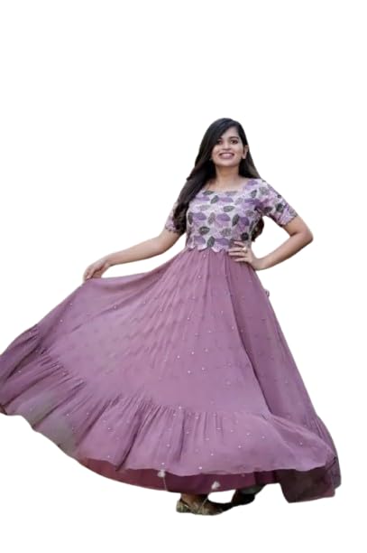 Attractive Georgette Maxi A-Line Gowns for Women (P-20092514-Small) Purple-image-8