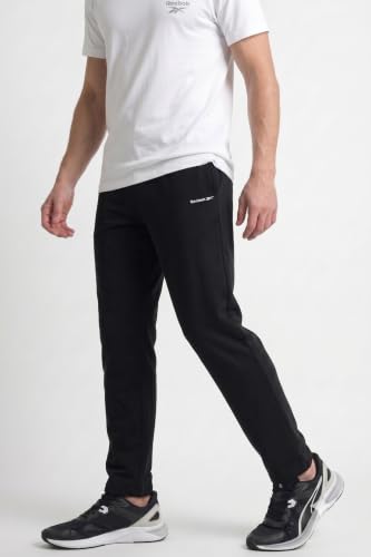 Image of Reebok Men's Woven Mesh Track Pants - Breathable Mesh Panels Gym Trackpants for Men | Training Running Payjama for Men | Athletic Pants - Elastic Drawcord Waistband