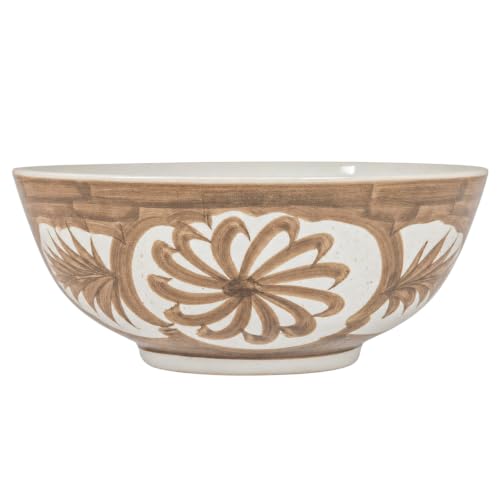 Image of Maxdot Brown and White Chinoiserie Pasta Bowl 10 X 10 X 5 Inche