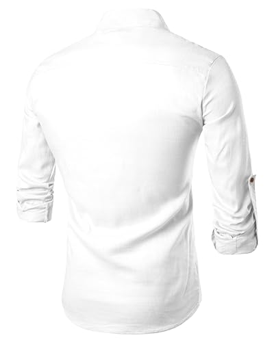 Image of Zombom Men's Cotton Blend Solid Casual Regular Fit Mandarin /Chinese Collor Short Full Sleeve Kurta for Men