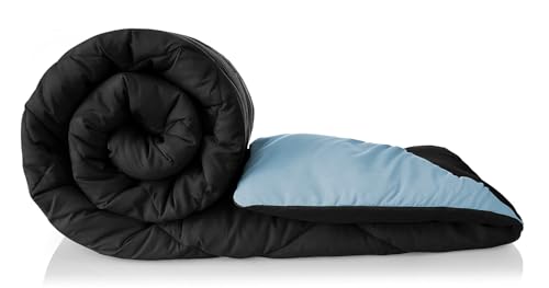 Image of Amazon Brand - Umi AC Comforter Double Bed | AC Blanket Double Bed | 220 GSM Ultra Super Soft Microfiber Reversible Lightweight All-Weather Bed Comforter /Duvet /Quilt (90 inchX86 inch Inche, Black & Grey)