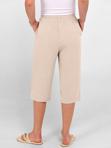 Image of ANRABESS Womens Wide Leg Capri Pants Elastic Waist Casual Loose Lounge Trousers 2026 Summer Flowy Beach Vacation Clothes