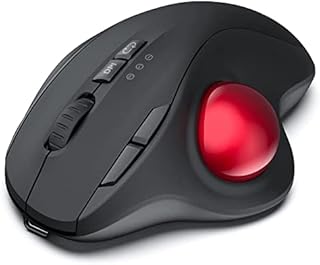 Bluetooth Trackball Mouse, Wireless Ergonomic Mouse with Trackball, Rechargeable and 3 Device Connection (USB & Bluetooth) for Computer Laptop Windows Mac Android - Black