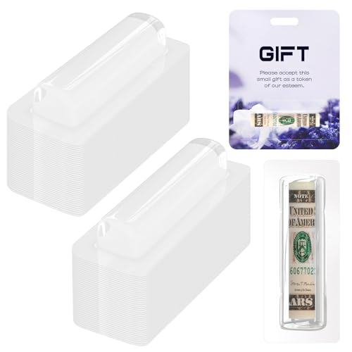 Image of 40 Pack Clear Plastic Dome Lip Balm Holder, Money Holder, Lip Balm Plastic Cover with Adhesive Back, Waterproof Chapstick Money Cash Pouches for Crafts, Gift Card, DIY Crafts