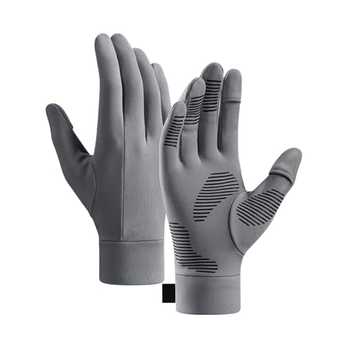Guantes térmicos de invierno para hombre, con pantalla táctil, para correr, pantalla táctil, forro polar, calentadores de manos térmicos para invierno, esquí, caminar, exteriores, clima frío, gris
