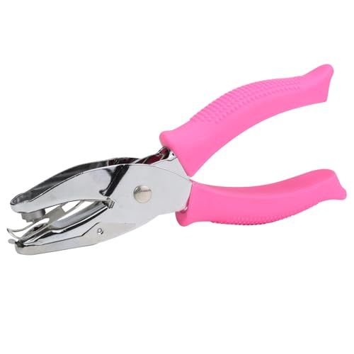 Aacehlh Hole Puncher for Crafts 1/4 Inch Diameter of Heart Shape Hole Handheld Single Paper Hole Punch with Pink Soft Grip Handle for Binder Scrapbooking Cards Paper Crafts (Heart Hole)