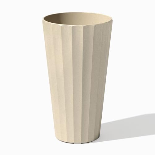 Image of Veradek Column Series Tall Planter - Tapered Outdoor Planter with Shelf