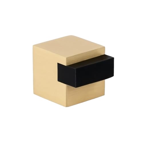 EVI Herrajes | Fermaporta da pavimento - Design quadrato | 20 x 20 mm | Ottone opaco - Gomma nera | Montaggio adesivo | I-197/20