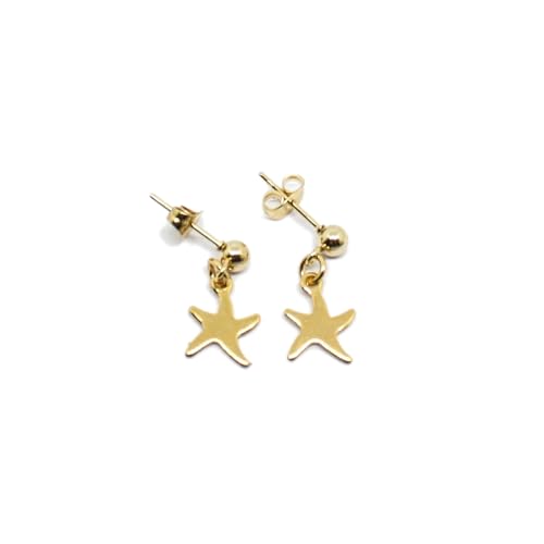 Orecchini stella marina - orecchini a perno in acciaio color oro con ciondolo stella marina mini