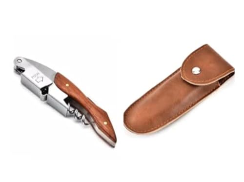 YIMICO Wine Corkscrew Opener Sommelier Wooden Bottle Opener With Cow Leather Case For Beer And Wine Bottles